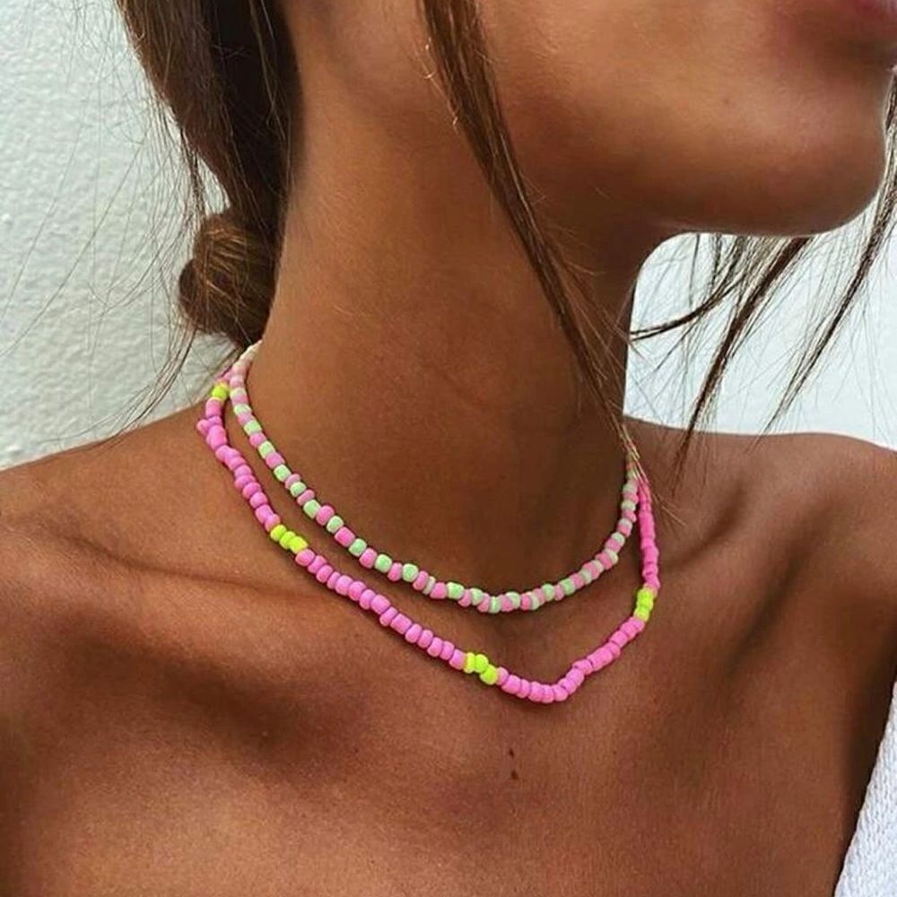 Boho  beaded necklace #968